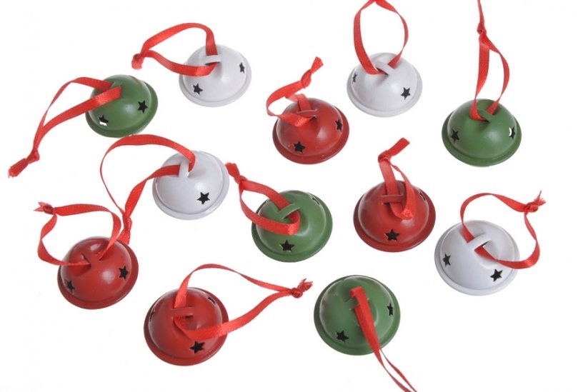 rolničky mix (12 ks) - červená-zelená-bílá